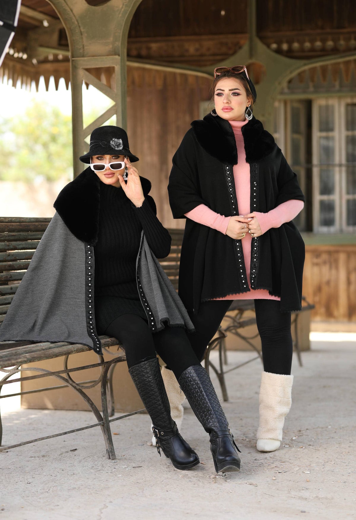 Knitted Shawl with Fur Collar & Accessory
Strip – 5006